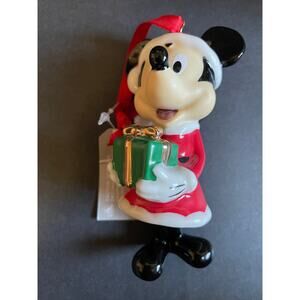 Disney Santa Suit Mickey Mouse Porcelain Bell Christmas Ornament Holiday 5"
